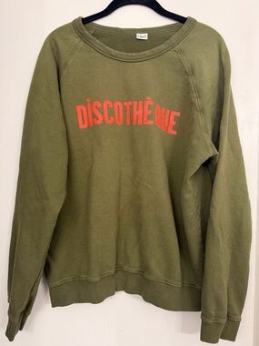 Clare V. Discotheque Crew Neck Sweatshirt Green & Red Size Medium